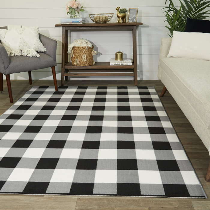 Gracie Oaks Satrogan Performance Black/White/Gray Rug & Reviews Wayfair